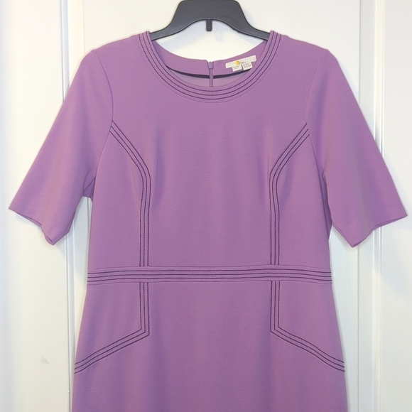 Boden Purple Fitted Ponte Dress Contrast Stitching Plus Size 16/18 - Picture 2 of 16